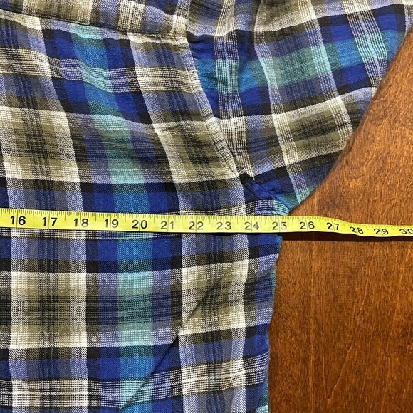 Members Only Vintage 80s Plaid Flannel Blue Grey Button Down Shirt Men's Large - Picture 5 of 7